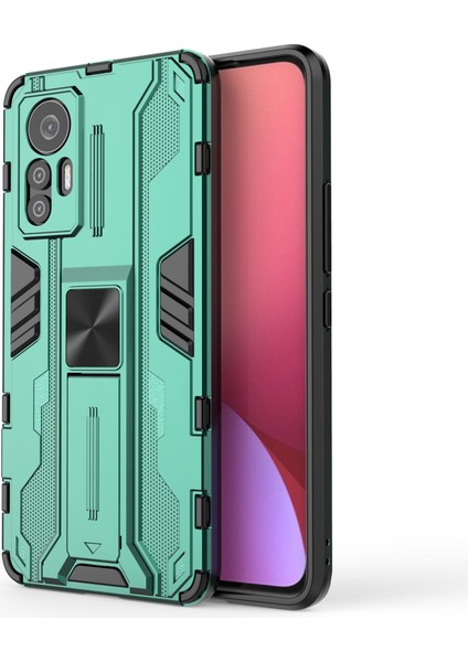 Xiaomi Için 12 Lite 5g Anti-Fall Heavy Hasta Hard Pc Yumuşak Tpu Sağlam Hibrit Kılıf Kickstand Fonksiyon Anti-Çizelge Geri Kapak Yeşilleri (Yurt Dışından)