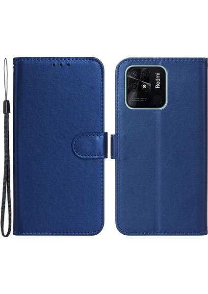 Cep Telefonu Xiaomi Redmi 10C 4g Için Cephane Cüzdan Kapağı, Soygun Stand Stand Anti-Çizelge Pu Deri Telefon Kılıfı Kayış Mavisi (Yurt Dışından)
