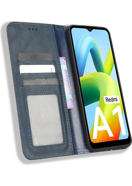 Xiaomi Için Redmi A1 4g/a2 4g Retro Doku Pu Deri Deri Şok Geçirmez Stand Telefon Kılıfı Mahsit Desen Manyetik Telefon Cüzdan Kapak Blue (Yurt Dışından) modelleri