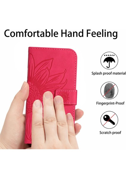 Xiaomi Poco X4 Pro 5g HT04 Cilt Touch Pu Deri Deri Anti Dalgalı Kapak Strap-Rose ile Baskılı Ayçiçeği Stand Cüzdan Telefon Kılıfı (Yurt Dışından)