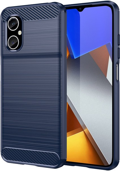Xiaomi Poco M4 Için 5g Dayanıklı Tpu Cep Telefon Kılıfı Karbon Fiber Doku Fırçalanmış Yüzey Giyim Dayanıklı Kapak Mavisi (Yurt Dışından)