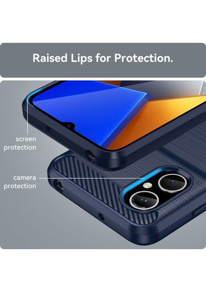 Xiaomi Poco M4 Için 5g Dayanıklı Tpu Cep Telefon Kılıfı Karbon Fiber Doku Fırçalanmış Yüzey Giyim Dayanıklı Kapak Mavisi (Yurt Dışından) indirimleri