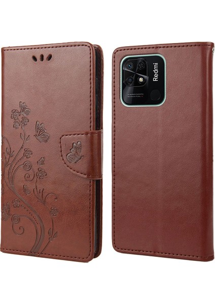Xiaomi Redmi Için 10C Kelebek Çiçeği Baskılı Folio Flip Pu Deri Kılıf Stand Cüzdan Kapak Kılıfı (Yurt Dışından)