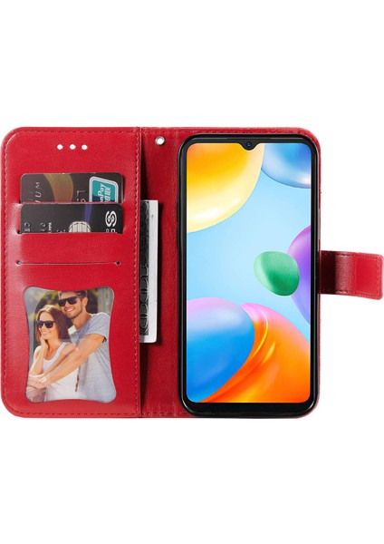 Xiaomi Için Redmi 10C/REDMI 10 (Hindistan) Kayış Tasarım Anti-Fall Çiçek Baskı Cüzdan Deri Deri Stand Manyetik Telefon Korusu (Yurt Dışından) modelleri