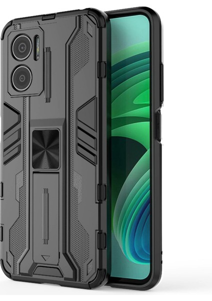Xiaomi Için Redmi Note 11E 5g/redmi 10 5g/10 Prime+ 5g Telefon Kılıfı Kickstand Hard Pc Yumuşak Tpu Şok Emilim Kapak Black (Yurt Dışından)