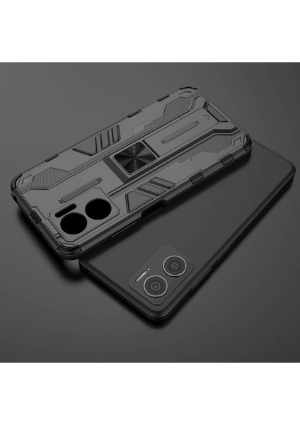 Xiaomi Için Redmi Note 11E 5g/redmi 10 5g/10 Prime+ 5g Telefon Kılıfı Kickstand Hard Pc Yumuşak Tpu Şok Emilim Kapak Black (Yurt Dışından)