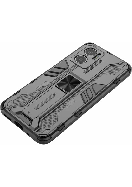 Xiaomi Için Redmi Note 11E 5g/redmi 10 5g/10 Prime+ 5g Telefon Kılıfı Kickstand Hard Pc Yumuşak Tpu Şok Emilim Kapak Black (Yurt Dışından)