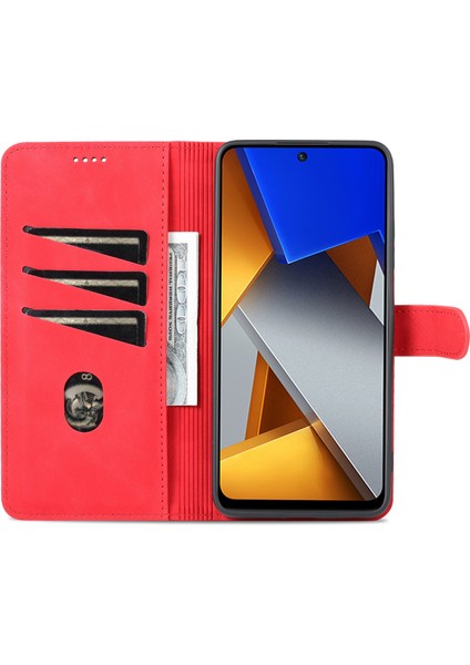 Xiaomi Için Poco M4 Pro 4g Pu Deri Cüzdan Kılıfı Ayarlanabilir Stand Manyetik Toka Telefon Kapak-Kırmızı (Yurt Dışından) modelleri