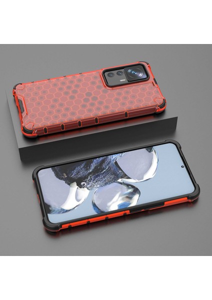 Xiaomi 12T Pro 5g Petek Dokusu Tpu+Pc Telefon Kapağı Şok Geçirmez Koruyucu Kasa-Kırmızı (Yurt Dışından) modelleri
