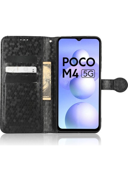 Xiaomi Poco M4 Için 5g Cüzdan Özelliği Pu Deri Flip Kapak Dot Desen Basılı Manyetik Kapatma Stand Şok Geçirmez Tpu Telefon Kılıfı Strap-Black (Yurt Dışından) modelleri