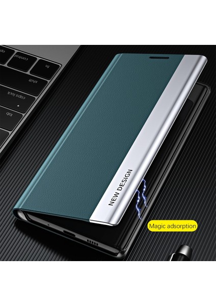Xiaomi Için Redmi A1 4g/a2 4g Pu Deri Deri Stand Kapağı Elektraplatma Telefon Kılıf Yeşil (Yurt Dışından)