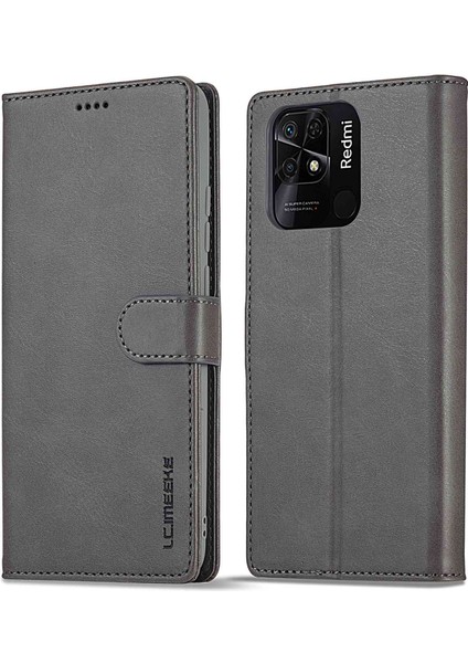 Xiaomi Redmi 10C Koruyucu Kabuk Için, Dokulu Pu Deri Manyetik Toka Cüzdanlı Telefon Kasası Standı-Grey (Yurt Dışından)