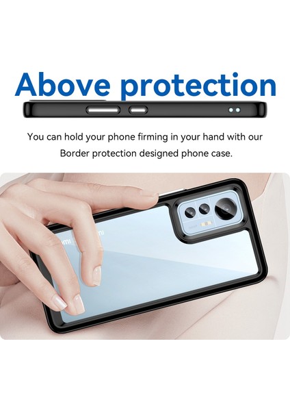 Xiaomi 12 Lite 5g Için Şeffaf Telefon Kılıfı, Fırçalanmış Fırlatma Karşıtı Tpu Çerçevesi Akrilik Arka Kapak Bağımsız Düğmeler-Black (Yurt Dışından) fırsatları