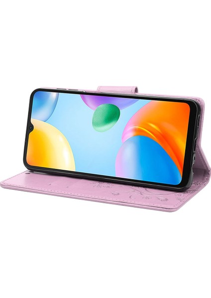 Xiaomi Redmi Için 10C Kelebek Çiçeği Baskılı Folio Flip Pu Deri Kılıf Stand Cüzdan Kapak Light Mor (Yurt Dışından) modelleri