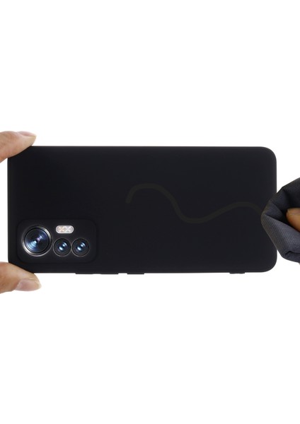 Xiaomi Için 12 Lite 5g Damla Geçirmez Sıvı Silikon Telefon Kılıfı Yumuşak Çizgiye Karşı Çizgiye Karşı Koşul Kesimleri Strap-Black ile (Yurt Dışından) fırsatları