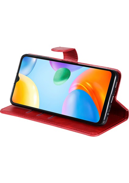 Xiaomi Için Redmi 10C/REDMI 10 (Hindistan) Fermuarı Cep Deri Cüzdan Kılıfı Manyetik Kapanma Stand Şok Geçirmez Koruyucu Flip Kapak-Kırmızı (Yurt Dışından) fırsatları