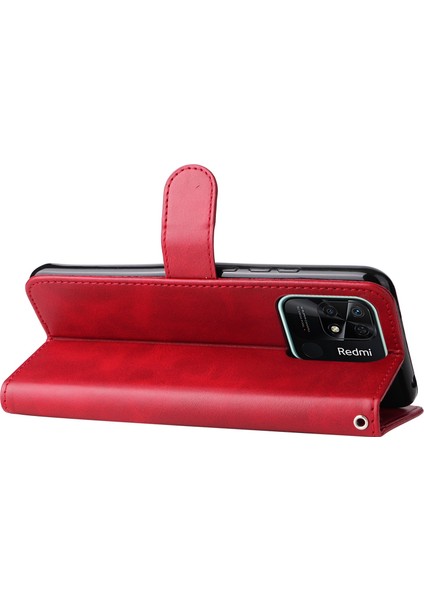 Xiaomi Için Redmi 10C/REDMI 10 (Hindistan) Fermuarı Cep Deri Cüzdan Kılıfı Manyetik Kapanma Stand Şok Geçirmez Koruyucu Flip Kapak-Kırmızı (Yurt Dışından) indirimleri