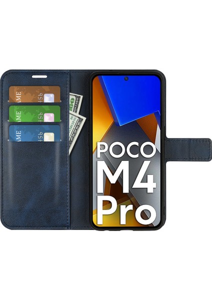 Xiaomi Için Poco M4 Pro 4g Manyetik Kıta Dokulu Pu Deri Kılıf Cüzdan Stand Flip Telefon Kapak Mavisi (Yurt Dışından) fırsatları