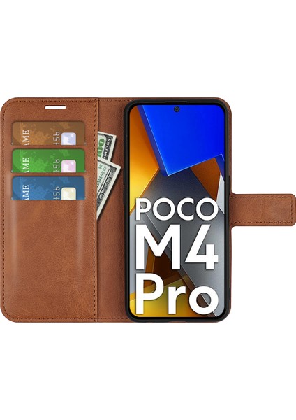 Xiaomi Için Poco M4 Pro 4g Manyetik Kıta Dokulu Pu Deri Kılıf Cüzdan Stand Flip Telefon Kapak Işık Kahverengi (Yurt Dışından) fırsatları