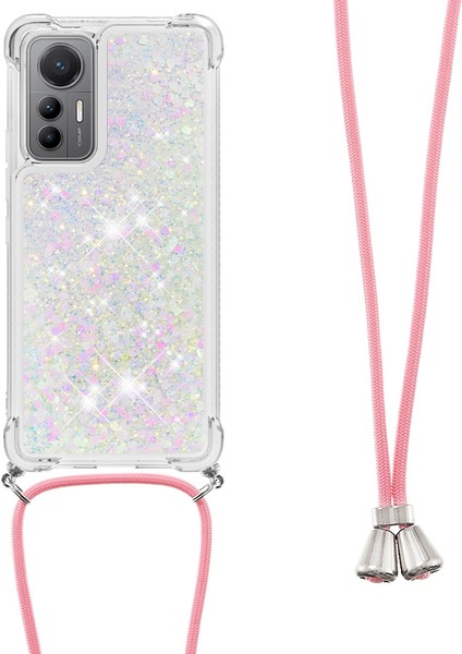 Xiaomi Için Yb Quicksand 12 Lite 5g Sıvı Hızlı ve Telefon Kılıfı Esnek Tpu Koruyucu Arka Kapak Uzun Kayış Lazer/kalpleri (Yurt Dışından)