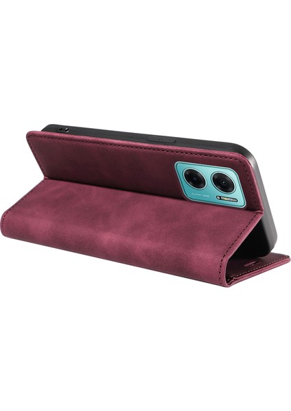 Xiaomi Redmi Için 10 5g/not 11E 5g/10 Prime+ 5g/11 Prime 5g Telefon Flip Case Stand Deri Rfıd Engelleme Cüzdan Kapak-Kırmızı (Yurt Dışından)
