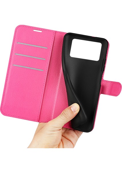 Folio Flip Litchi Cilt Deri Kılıfı Xiaomi Poco X4 Pro 5g, Damla Koruma Standı Kapak Telefon Cüzdan Aksesuar-Rose (Yurt Dışından) fırsatları