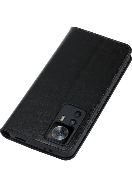 Xiaomi 12T 5G/12T Pro 5g/redmi K50 Ultra Telefon Kılıfı Çılgın At Dokusu Orijinal Inek Deri Stand Cüzdan Kapak Black (Yurt Dışından) indirimleri