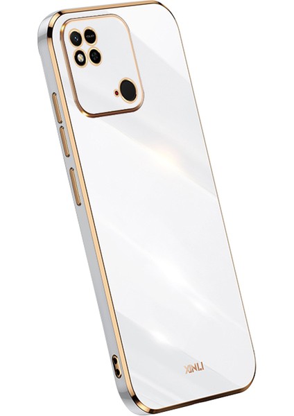 Xiaomi Redmi Için Xinli 10C 4g Elektrokaplatma Altın Kenarlı Telefon Kılıfı, Tpu Anti Tpu Telefon Kapak-Beyaz (Yurt Dışından)