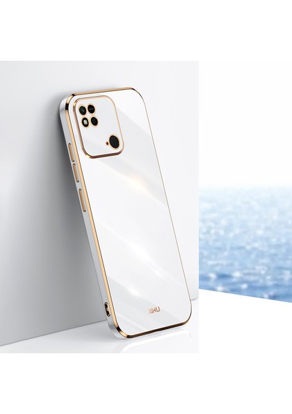 Xiaomi Redmi Için Xinli 10C 4g Elektrokaplatma Altın Kenarlı Telefon Kılıfı, Tpu Anti Tpu Telefon Kapak-Beyaz (Yurt Dışından)