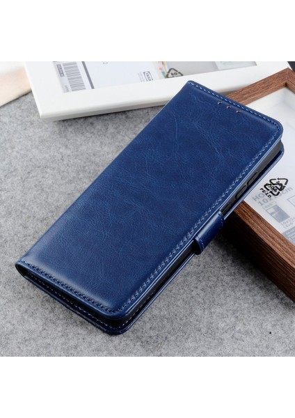 Xiaomi Redmi 10C Için Crazy Horse Doku Telefon Kılıfı, Ön Çizim Pu Deri Cüzdan Stand Kapak-Mavi (Yurt Dışından) fırsatları