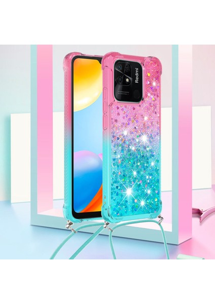 Xiaomi Redmi Için 10C Gradyan Hareketli Sıvı Telefon Kılıfı Yumuşak Tpu Yastık Takviyeli Köşeler Kirk-Pink/sky Mavisi ile Geri Kapak (Yurt Dışından) fiyatları