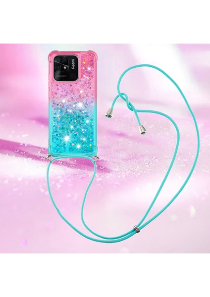 Xiaomi Redmi Için 10C Gradyan Hareketli Sıvı Telefon Kılıfı Yumuşak Tpu Yastık Takviyeli Köşeler Kirk-Pink/sky Mavisi ile Geri Kapak (Yurt Dışından) modelleri