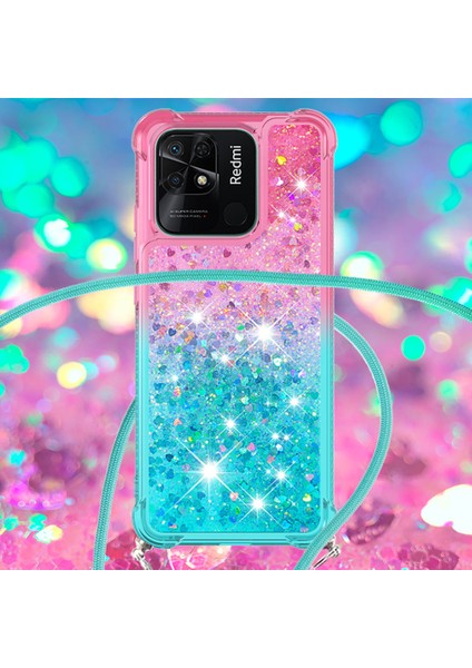 Xiaomi Redmi Için 10C Gradyan Hareketli Sıvı Telefon Kılıfı Yumuşak Tpu Yastık Takviyeli Köşeler Kirk-Pink/sky Mavisi ile Geri Kapak (Yurt Dışından) fırsatları