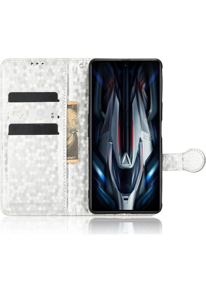 Xiaomi Için Redmi K50 Gaming 5g/poco F4 Gt 5g Flip Folio Pu Deri Deri Cüzdan Dot Desen Desen Desenli Stand Koruyucu Telefon Kapağı Strap-Silver ile (Yurt Dışından)