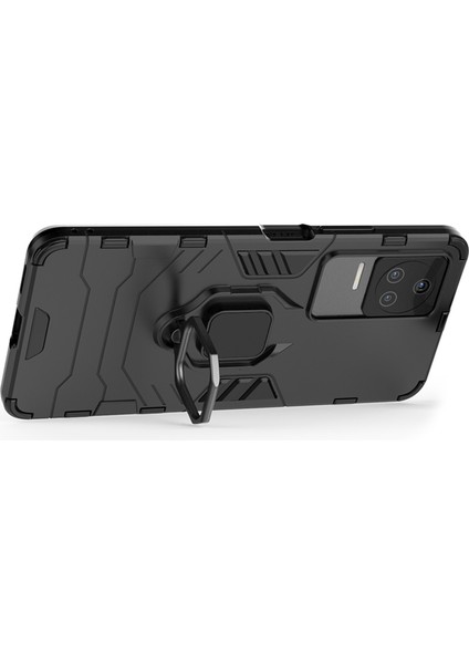 Xiaomi Için Poco F4 5g/redmi K40S 5g Çizik Dirençli Sert Pc+Yumuşak Tpu Hibrid Kapak Yüzük Kickstand Telefon Case-Black (Yurt Dışından) modelleri