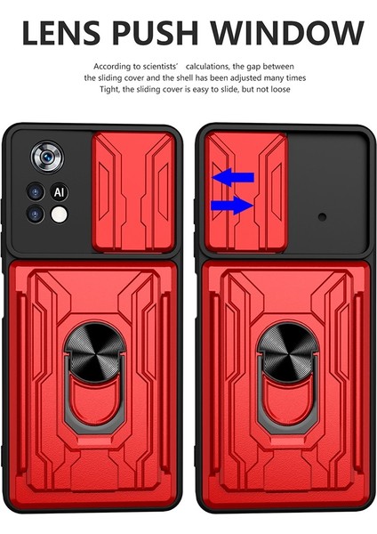Xiaomi Poco X4 Pro 5g Slayt Kamera Kapağı Pc+Tpu Kart Tutucu Ring Kickstand-Titanium Gri (Yurt Dışından)