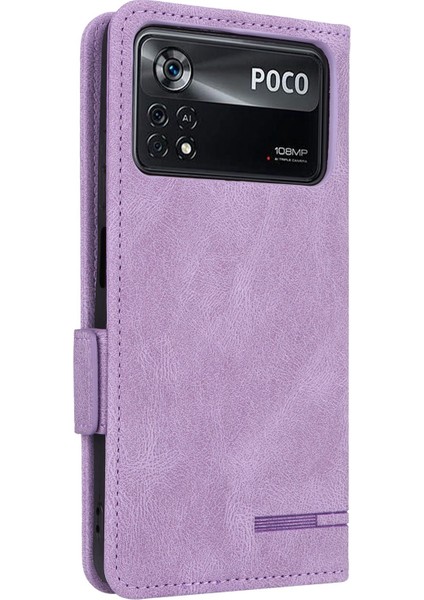 Xiaomi Için Poco X4 Pro 5g Stand Cüzdan Deri Kılıf Donanım Tasarımı Manyetik Toka Telefon Kapak Morası (Yurt Dışından) fırsatları