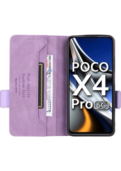 Xiaomi Için Poco X4 Pro 5g Stand Cüzdan Deri Kılıf Donanım Tasarımı Manyetik Toka Telefon Kapak Morası (Yurt Dışından) indirimleri
