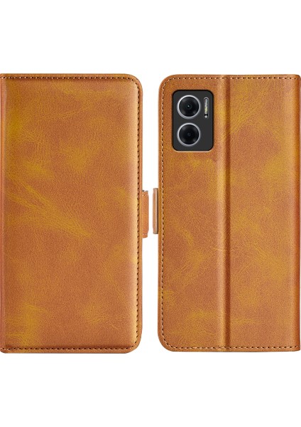 Xiaomi Için Redmi Note 11E 5g/redmi 10 5g/redmi 10 Prime+ 5g Dokulu Pu Deri+ Tpu Çift Koruma Telefon Kılıfı Şok Geçirmez Stand Cüzdan Tasarım Telefon Kabuk-Sarı (Yurt Dışından)