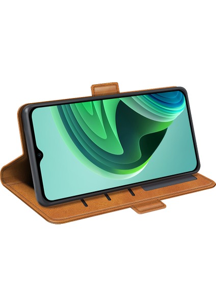 Xiaomi Için Redmi Note 11E 5g/redmi 10 5g/redmi 10 Prime+ 5g Dokulu Pu Deri+ Tpu Çift Koruma Telefon Kılıfı Şok Geçirmez Stand Cüzdan Tasarım Telefon Kabuk-Sarı (Yurt Dışından)