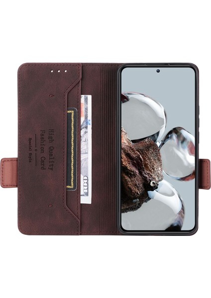 Xiaomi 12T 5g/redmi K50 Ultra 5g Cüzdan Flip Telefon Kapağı Donanım Dekoru Pu Derisi Manyetik Kapanma Stand Kılıf Kavur (Yurt Dışından) fiyatları