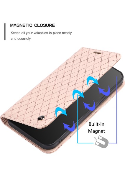 4U Sky Xiaomi Poco X4 Pro 5g Anti-Fall Anti-Fall Litchi Doku Telefon Cüzdan Stand Rhombus Desenli Rfıd Engelleme Koruyucu Kasa-Sarı (Yurt Dışından)