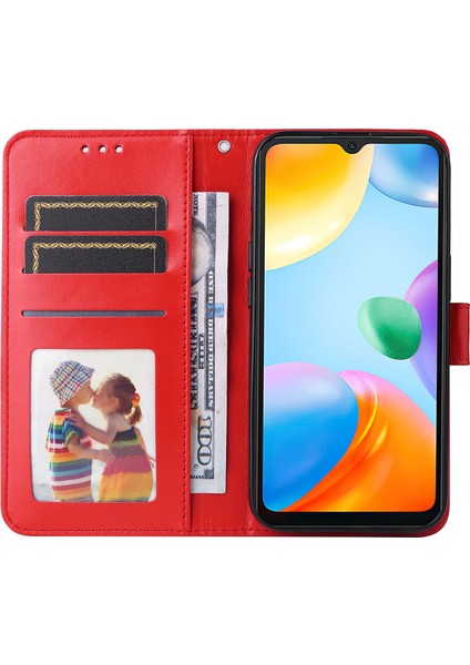 Xiaomi Için Redmi 10C 4g/redmi 10 (Hindistan) 4g Ayçiçeği Baskılı Folio Foli Front Telefon Kılıfı Pu Deri Stand Anti-Fall Manyetik Toka Telefon Kapağı Kayış Kırmızısı (Yurt Dışından) fiyatları