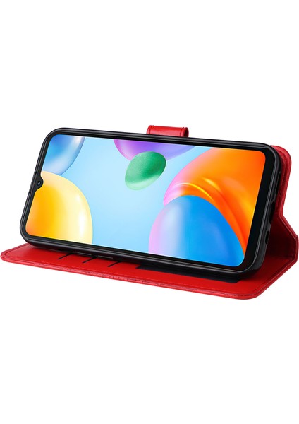 Xiaomi Için Redmi 10C 4g/redmi 10 (Hindistan) 4g Ayçiçeği Baskılı Folio Foli Front Telefon Kılıfı Pu Deri Stand Anti-Fall Manyetik Toka Telefon Kapağı Kayış Kırmızısı (Yurt Dışından) fırsatları