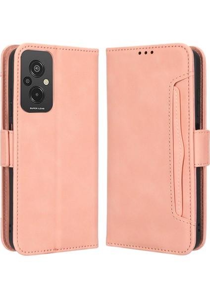 Xiaomi Redmi Için 11 Prime 4g Çoklu Kart Yuvası Pu Deri Deri Çift Manyetik Toka Telefon Kapağı Stand Standı Cüzdan Case-Pink (Yurt Dışından)