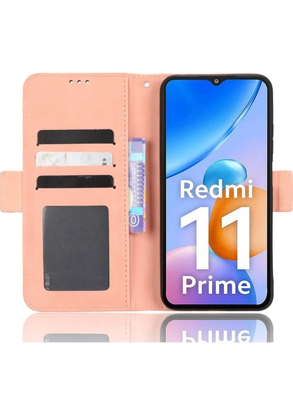 Xiaomi Redmi Için 11 Prime 4g Çoklu Kart Yuvası Pu Deri Deri Çift Manyetik Toka Telefon Kapağı Stand Standı Cüzdan Case-Pink (Yurt Dışından) fırsatları