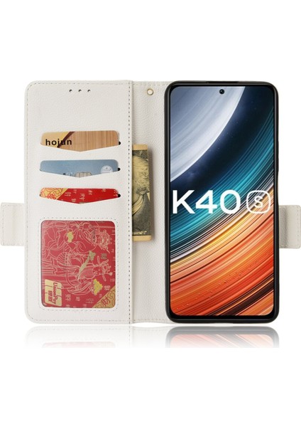 Xiaomi Için Poco F4 5g/redmi K40S 5g Pu Deri Şok Emilim Litchi Doku Telefon Kılıfı Stand Cüzdan Manyetik Toka Kapak-Beyaz (Yurt Dışından) modelleri
