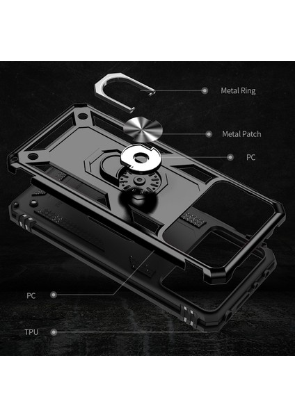 Xiaomi Poco X4 Pro 5g Yüzük Kickstand Telefon Kılıfı Yumuşak Tpu+Sert Pc Askeri Şok Geçirmez Koruyucu Kapak Black (Yurt Dışından) modelleri