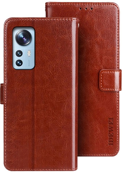 Xiaomi 12T 5g/redmi K50 Ultra 5g Telefon Kılıfı Katlanabilir Stand Çılgın At Dokulu Telefon Kapağı Cüzdan-Brown (Yurt Dışından)