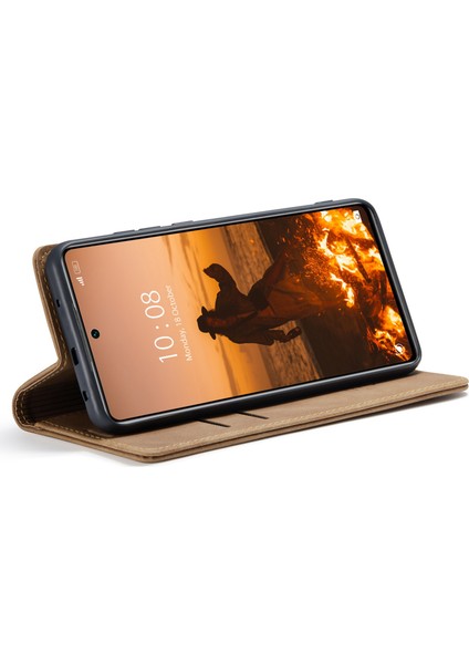 Xiaomi Için 12 Lite 5g Pu Deri Cüzdan Kılıfı Manyetik Otomatik Absorbed Stand Telefon Vaka-Brown (Yurt Dışından) modelleri